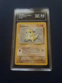 Sandshrew 62/102 Base Set Pokemon Card 1999-2000 4th Print TAG 8.5 - Image 1