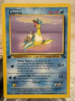 Pokemon Card TCG 1st Edition Lapras Fossil 25/62 Non Holo Rare WOTC Vintage HP - Image 1