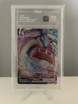 Pokemon TCG Lapras VMAX Holo Ultra Rare Card Sword & Shield Base Set TAG 10 - Image 2