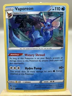 Pokemon TCG Vaporeon Black Star Promos Swsh072 Holo Promo Card - Image 1