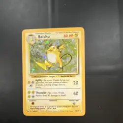 Pokemon Raichu 14/102 Base Set Holo Rare 80HP 1999 Wizards Ken Sugimori Card - Image 1