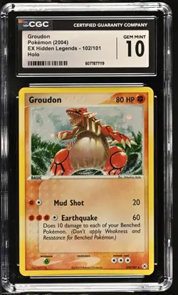CGC 10 GEM MINT Groudon 2004 EX Hidden Legends 102/101 Holo SWIRL Pokemon Card - Image 1