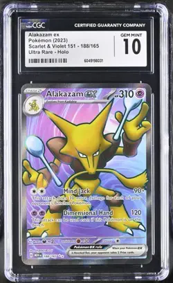 CGC 10 GEM MINT Alakazam ex 188/165 Ultra Rare sv2a Pokemon Card 2023 - Image 1