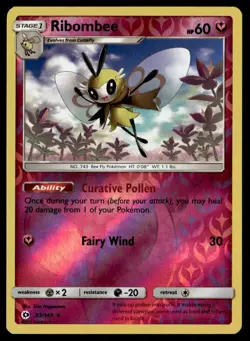Ribombee 93/149 SM Base Set Reverse Holo English Pokemon Card - Image 1