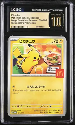 CGC 10 Pristine Pikachu 020/M-P McDonald's Promp Japanese Pokemon Card Burgerchu - Image 1