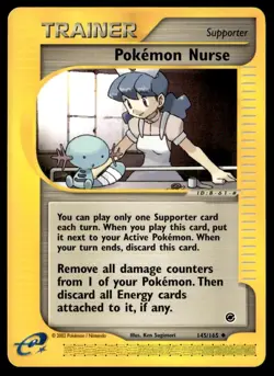Pokemon Nurse 145/165 Expedition Pokemon Card WoTC E-Reader - Image 1