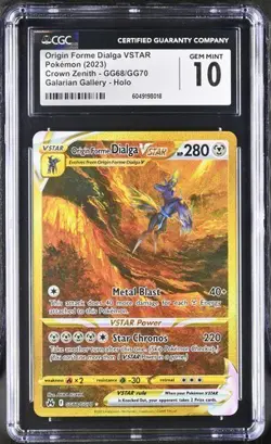 CGC 10 GEM MINT Origin Forme Dialga VSTAR GG68 Crown Zenith Pokemon Card 2023 - Image 1