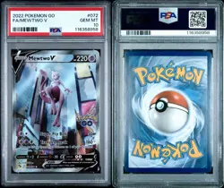 2022 Pokemon TCG Pokemon Go Mewtwo V Alt Art 072/078 English GEM MINT PSA 10 - Image 3