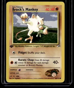 Brock's Mankey 068/132 1st Edition Gym Heroes English Pokemon Card - Image 1