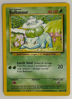 BULBASAUR - Base Set - 44/102 - Common - Pokemon Card - Unlimited Edition MP - Image 1