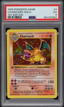 PSA 3 1st Edition Shadowless Charizard #4/102 Base Set 1999 Pokemon - Image 1