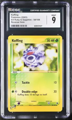 CGC 9 MINT Koffing 2003 EX Ruby & Sapphire 54/109 Reverse Holo Pokemon Card - Image 1