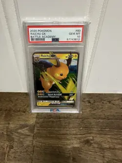 2019 Pokemon Hidden Fates Battle Academy Raichu GX #60 PSA 10 - Image 1
