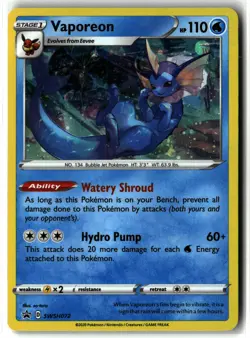 Vaporeon ⭐ SWSH072 Holo Promo SWSH Black Star 2019 Pokemon NM - Image 1
