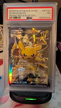 Pokemon Pikachu EX Red & Blue Coll. Black Star Full Art XY Promo XY124 | PSA 7 - Image 1