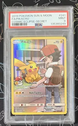 2019 Pokemon Sun & Moon Cosmic Eclipse Pikachu #241 Full Art Secret PSA 9 - Image 1