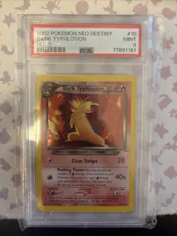 2002 Pokemon TCG Vintage Dark Typhlosion Holo WOTC Neo Destiny #10 PSA Mint 9 - Image 1