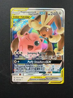 Mega Lopunny & Jigglypuff 165/236 NM GX Tag Team Cosmic Eclipse English Pokemon - Image 1