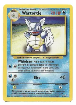 Wartortle 042/102 Base Set Regular Vintage Pokemon TCG WoTC - Image 1