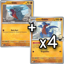 4x Cynthia's Gible 102 Gabite 103 - SV10: Destined Rivals Pokemon Playset x4 - Image 1