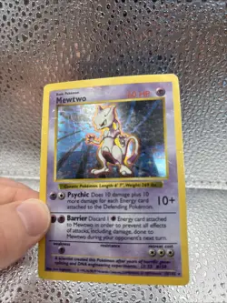Pokemon Mewtwo 10/102 Holo Rare Base Set Shadowless MP-HP - Image 3