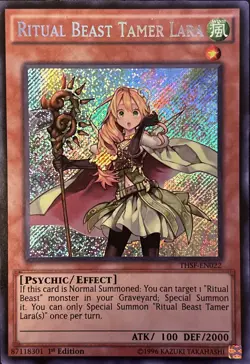 Ritual Beast Tamer Lara THSF-EN022 1st Edition Secret Rare VLP - Image 1