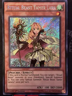 Ritual Beast Tamer Lara THSF-EN022 1st Edition Secret Rare VLP - Image 2