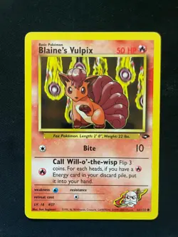 Blaine's Vulpix 66/132 Common Gym Challenge Pokemon Moderately Played - Image 2