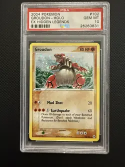PSA 10 SWIRL GROUDON HOLO EX HIDDEN LEGENDS 2004 POKEMON - Image 1