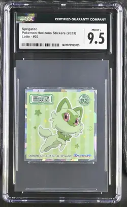 2023 Pokemon Horizons Stickers Lotte Sprigatito #02 CGC 9.5 Mint+ Low Pop - Image 1