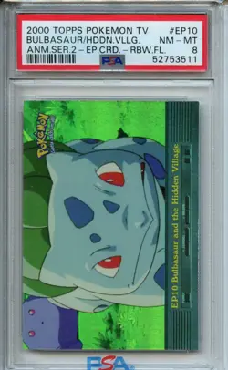 2000 Topps Pokemon #EP10 Bulbasaur Hidden Village Rainbow PSA 8 - Image 1