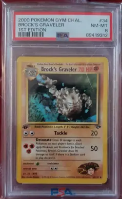 2000 Pokemon 1st Edition Brock's Graveler Gym Challenge Psa 8 - Image 1