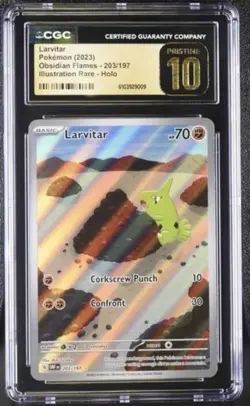 Larvitar Obsidian Flames Illustration Rare Pokemon Card TCG 203/197 PRISTINE 10! - Image 1
