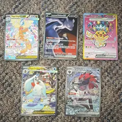 Pokemon TCG Full Art Foil 5 Card Lot - Mega Dragonite EX, Mewtwo EX, Pikachu EX - Image 1