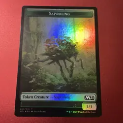 Magic the Gathering MTG M21: SAPROLING / ANGEL Token Card FOIL NM - Image 1