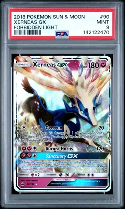 2018 POKEMON SUN & MOON FORBIDDEN LIGHT #90 XERNEAS GX PSA 9 - Image 1
