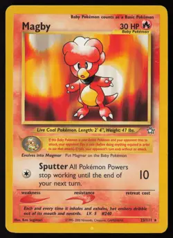 Pokemon Vintage Magby 023/111 Neo Genesis Non-Holo - HP / DMG - Image 1