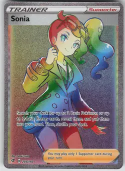 Pokemon TCG Sonia (Secret) Secret Rare SWSH02: Rebel Clash 203/192 - Image 1