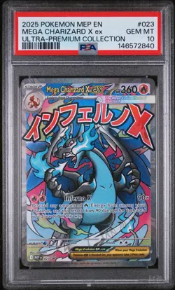 2025 POKEMON MEP EN-ME BLACK STAR PROMO #023 MEGA CHARIZARD X EX PSA 10 - Image 1