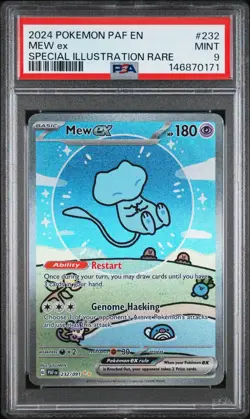 2024 POKEMON PAF EN-PALDEAN FATES SPECIAL ILLUSTRATION RARE #232 MEW EX PSA 9 - Image 1