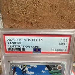 Pokemon Timburr Illustration Rare Holo Sv: Black Bolt 125/086 PSA 9 2025 - Image 3