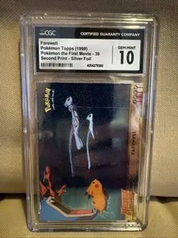 Farewell Pokemon Topps 1999 Pokemon The First Movie 2nd Print Silver Foil CGC 10 - Image 1