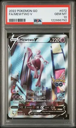 2022 POKEMON TCG MEWTWO V #072/078 POKEMON GO ALTERNATE Art PSA 10 - Image 1