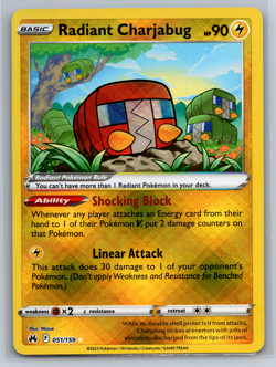 Radiant Charjabug Pokemon TCG Crown Zenith Ultra Rare 051/159 - Image 1