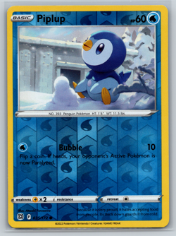 Piplup Pokemon TCG Brilliant Stars Reverse Holo Common 035/172 - Image 1