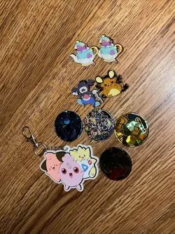Lot Of 9 Official Pokemon Enamel Pins, Coins, Keychain - Image 1