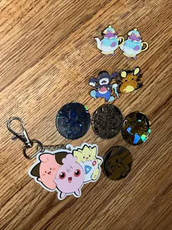 Lot Of 9 Official Pokemon Enamel Pins, Coins, Keychain - Image 2
