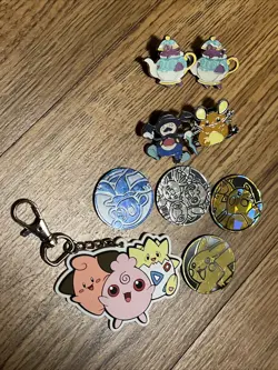 Lot Of 9 Official Pokemon Enamel Pins, Coins, Keychain - Image 3