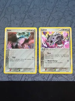 Pokemon: Aron 44/100 & Lairon 36/100 Crystal Guardians 2006 Non-holo - NM - i196 - Image 1