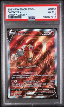 2023 POKEMON SWORD AND SHIELD CROWN ZENITH GG36 FULL ART/ENTEI V | PSA 6 - Image 1
